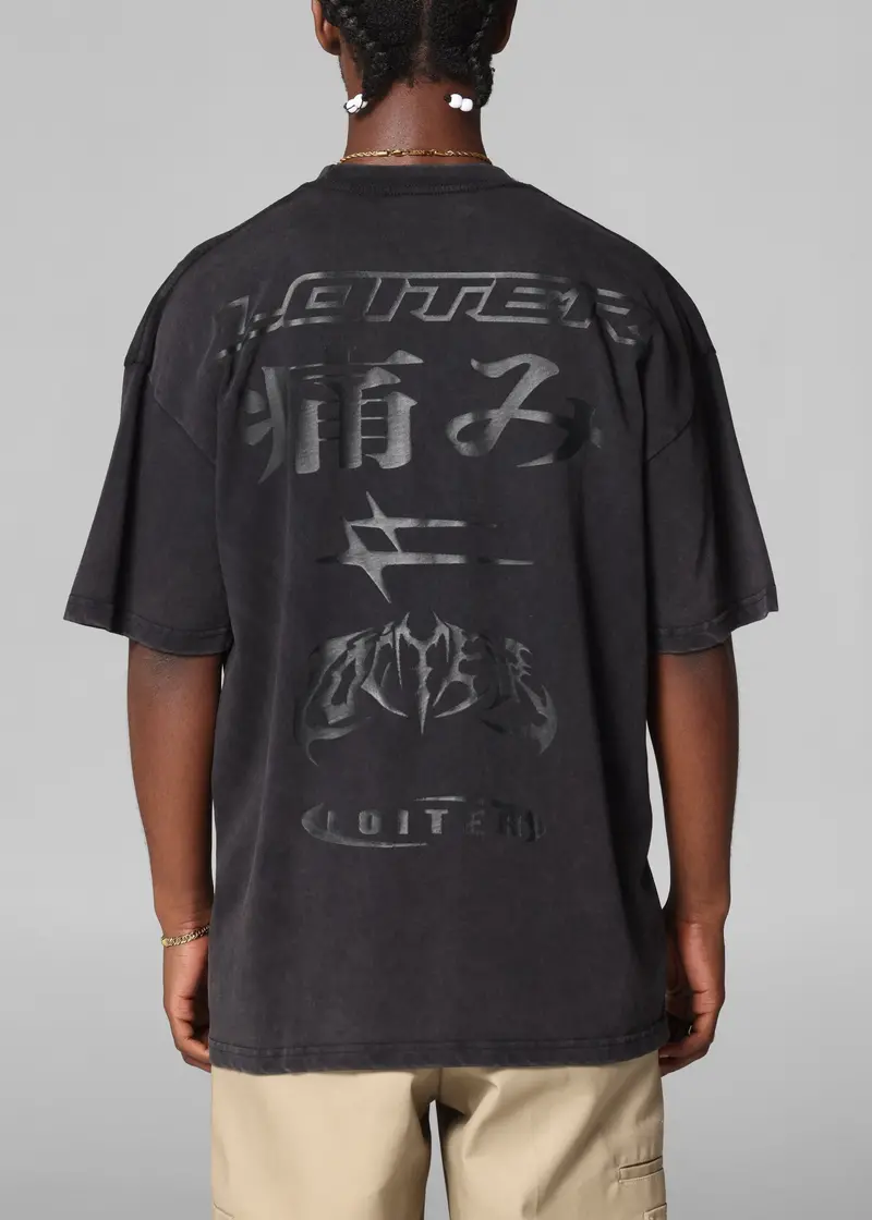 Loiter Pain T-Shirt Black Acidwash 1