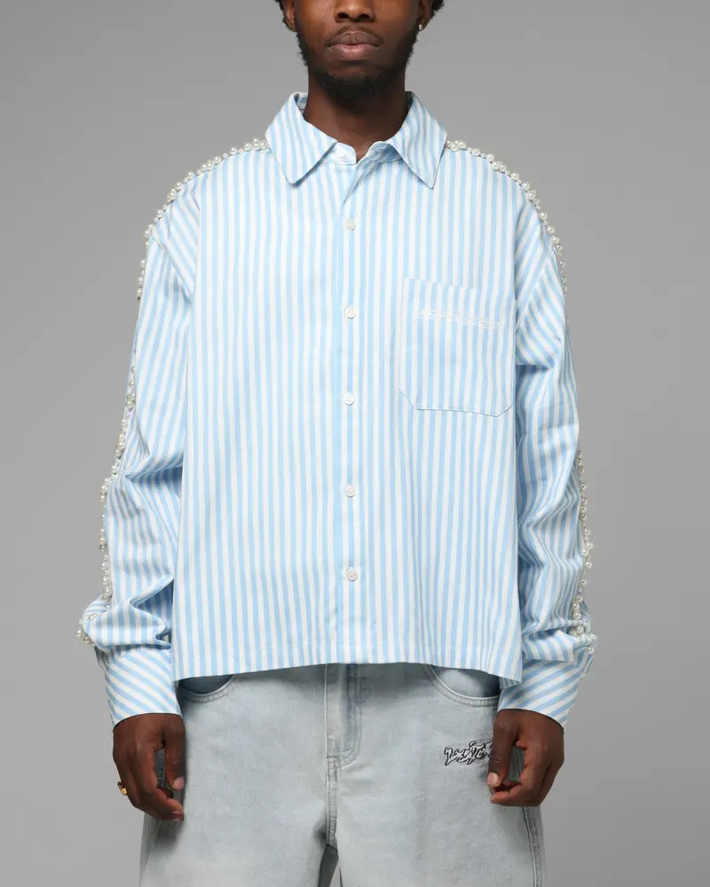 Loiter Pearl Button Up Shirt Blue Stripe 1