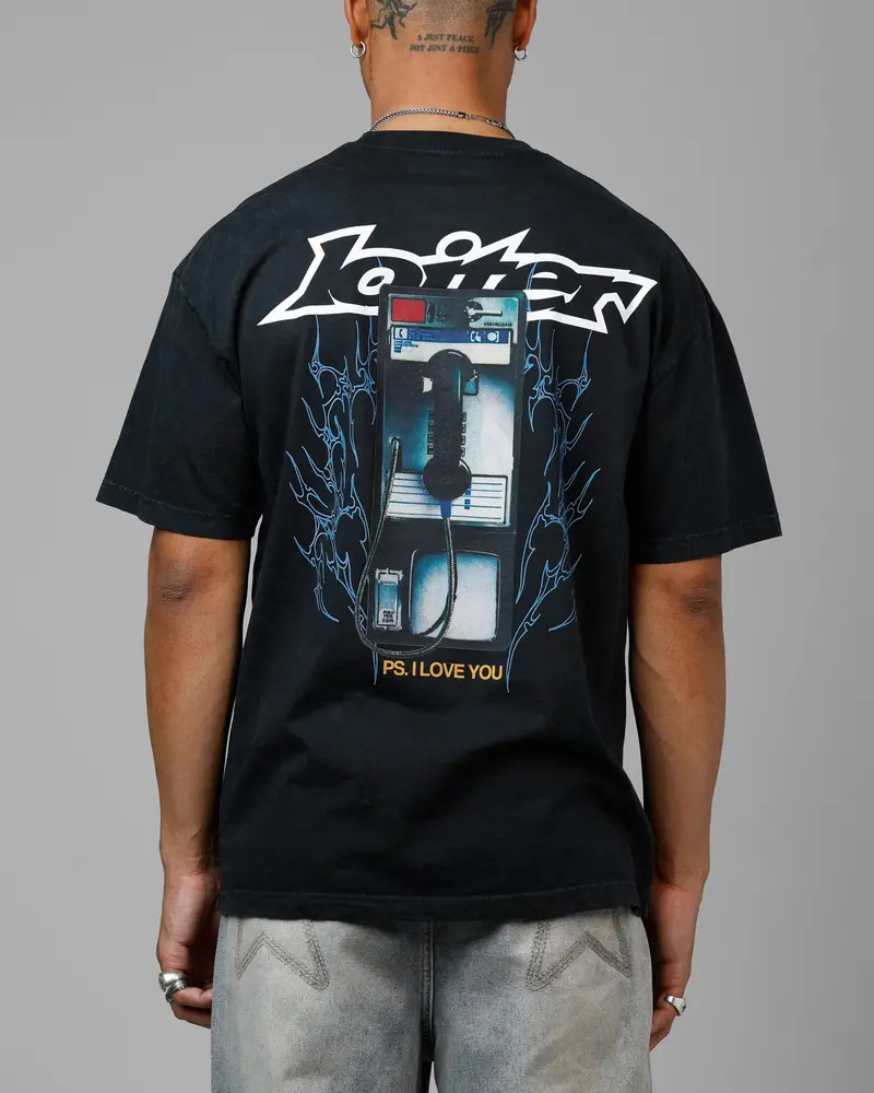 Loiter Phonebooth Vintage Drop T-Shirt Black Acidwash 1