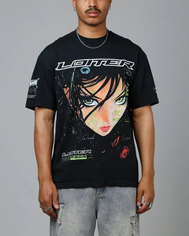 Loiter Project Dark Vintage T-Shirt Black Acidwash 1