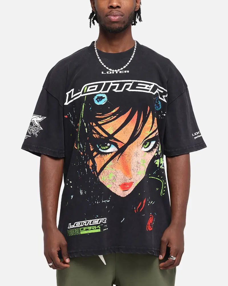 Loiter Project Dark Vintage T-Shirt Black Acidwash 1