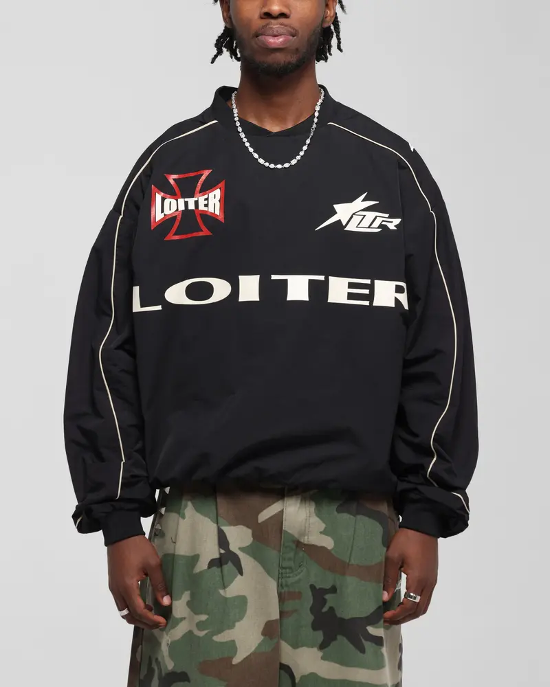 Loiter Racer Nylon Jersey Crewneck Black 1