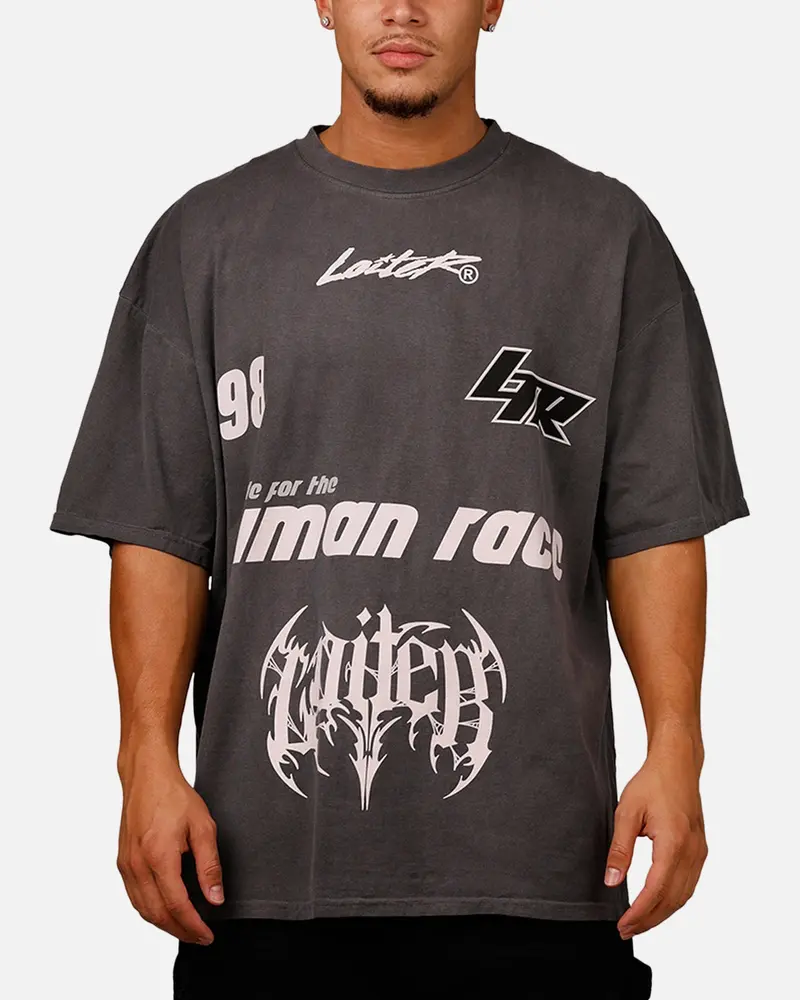 Loiter Racer T-Shirt Charcoal 1