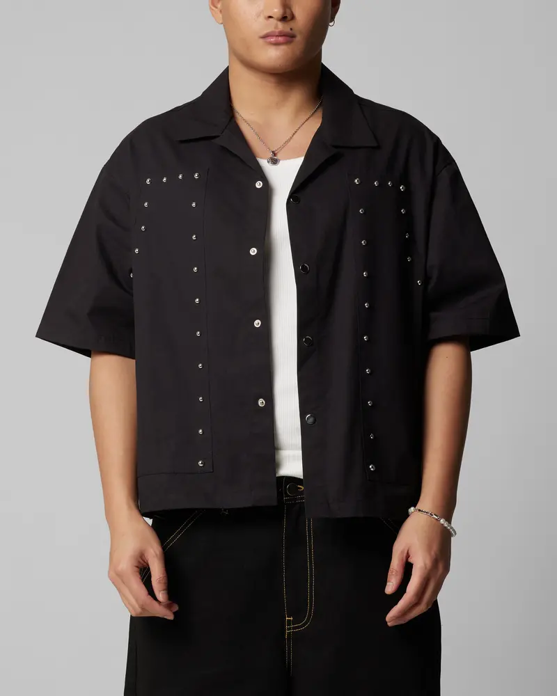 Loiter Riot Button Up Shirt Black 1