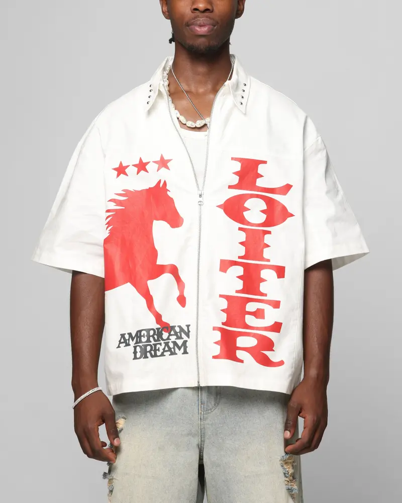 Loiter Rodeo Zip Up Shirt Off White 1