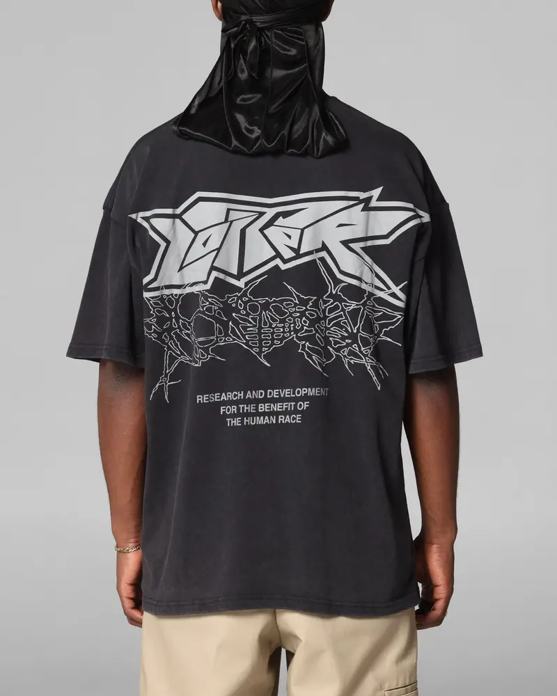 Loiter Runway T-Shirt Black Acidwash 1