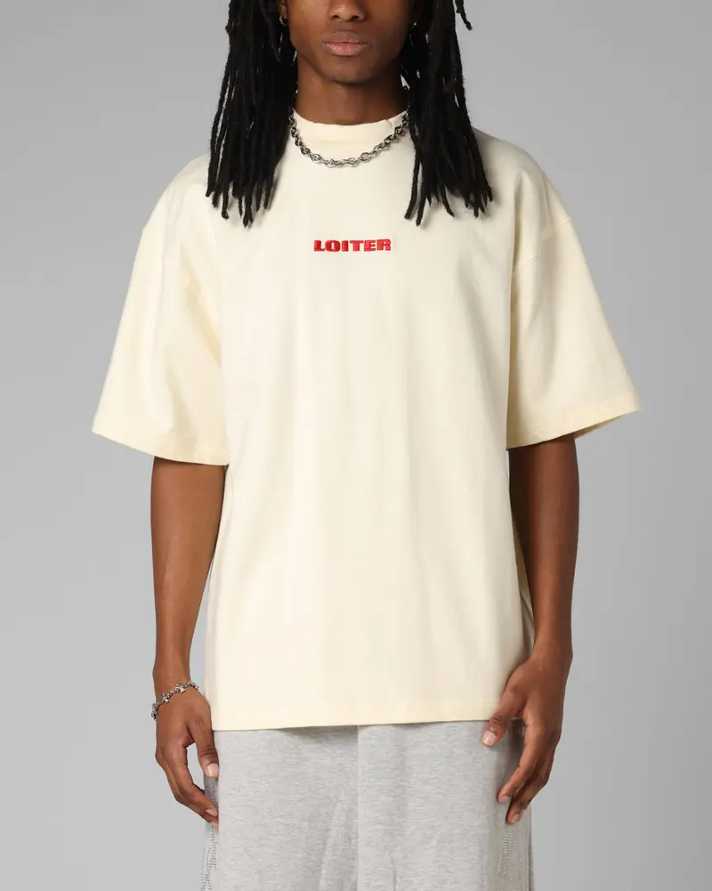 Loiter Script Boxy T-Shirt Off White 1