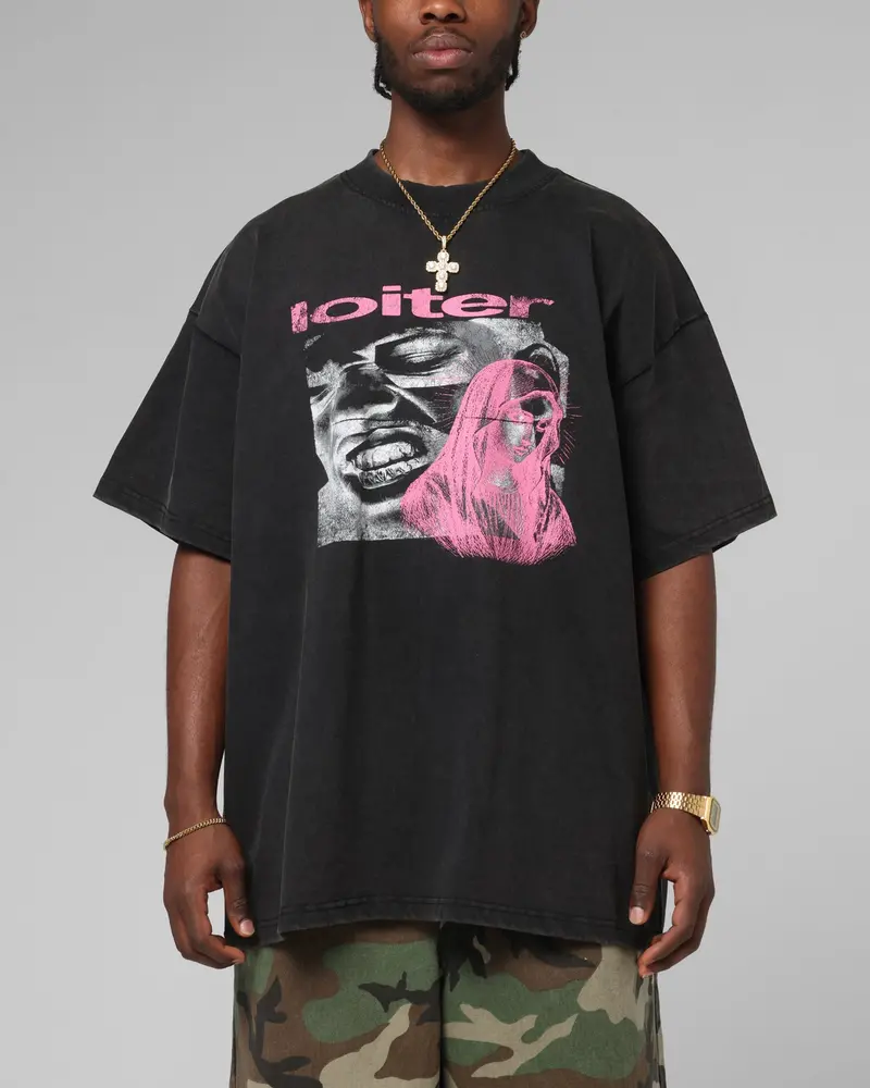 Loiter Silicone Premium Vintage T-Shirt Washed Black 1