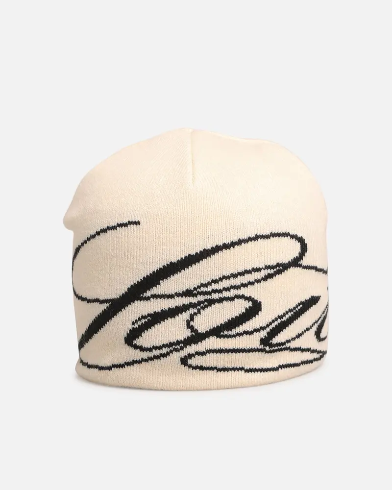 Loiter Skull Knit Beanie Off White 1