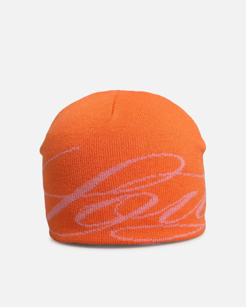 Loiter Skull Knit Beanie Orange 1
