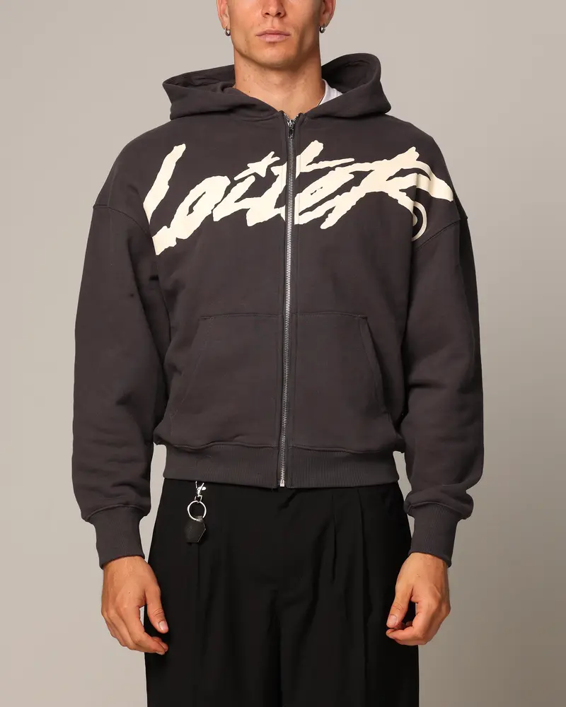 Loiter Spider Zip Hoodie Charcoal 1