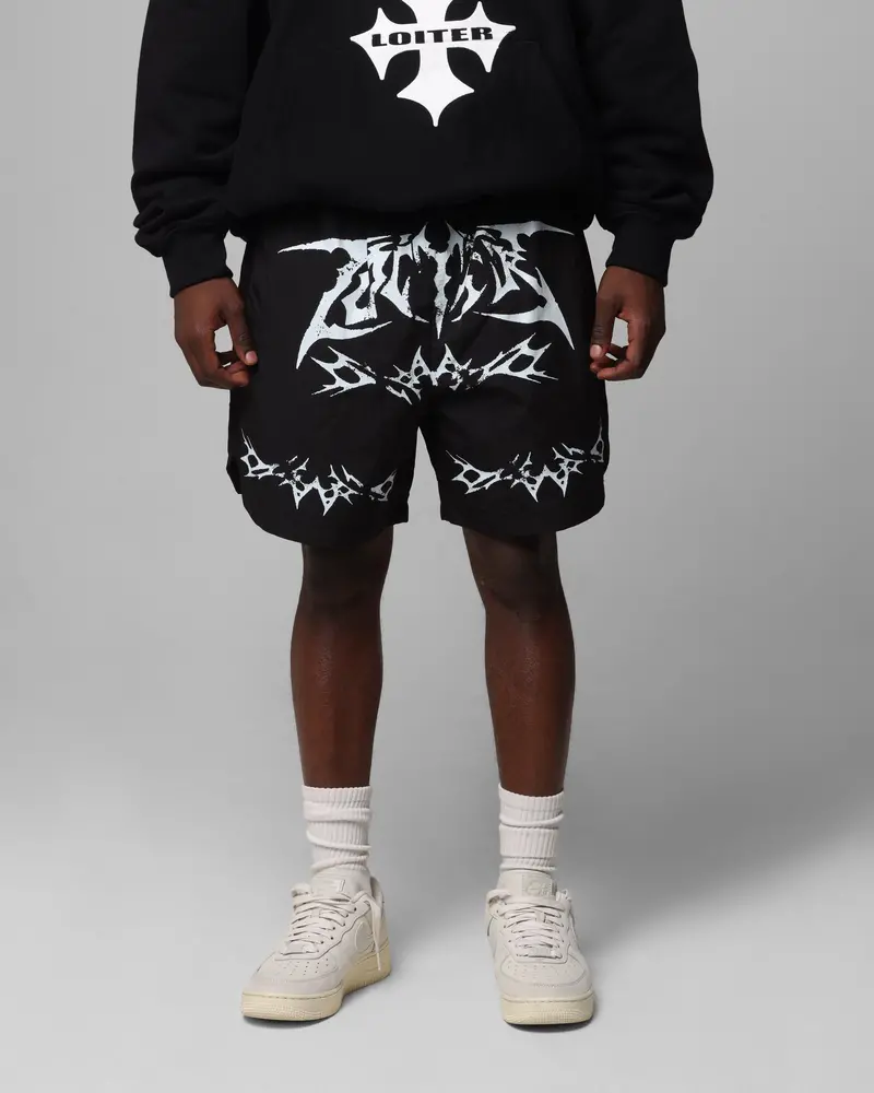 Loiter Stacked Metal Walk Shorts Black 1