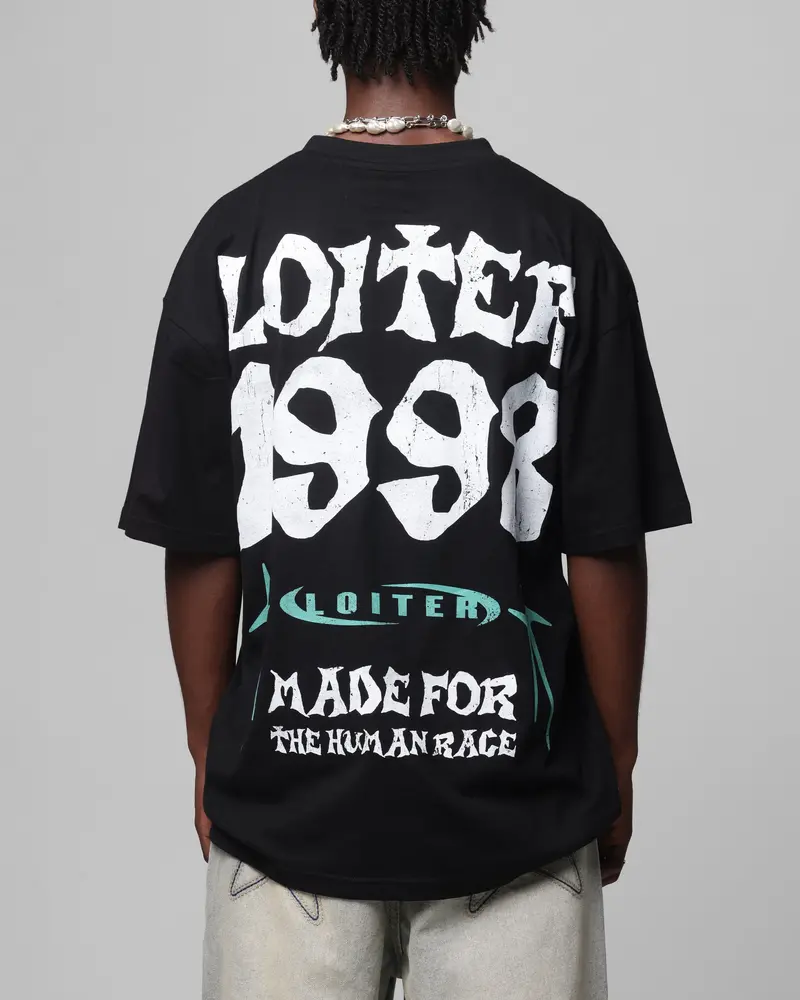 Loiter Staple Logo Drop T-Shirt Black 1