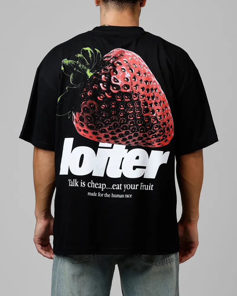 Loiter Strawberry Drop T-Shirt Black 1