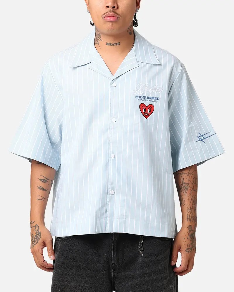 Loiter Studio Cropped Button Up Shirt Light Blue 1
