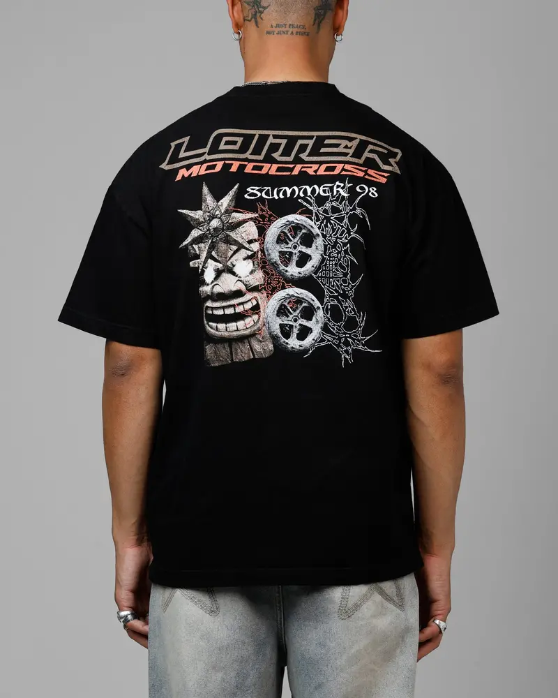 Loiter Summer Motocross Vintage T-Shirt Black 1
