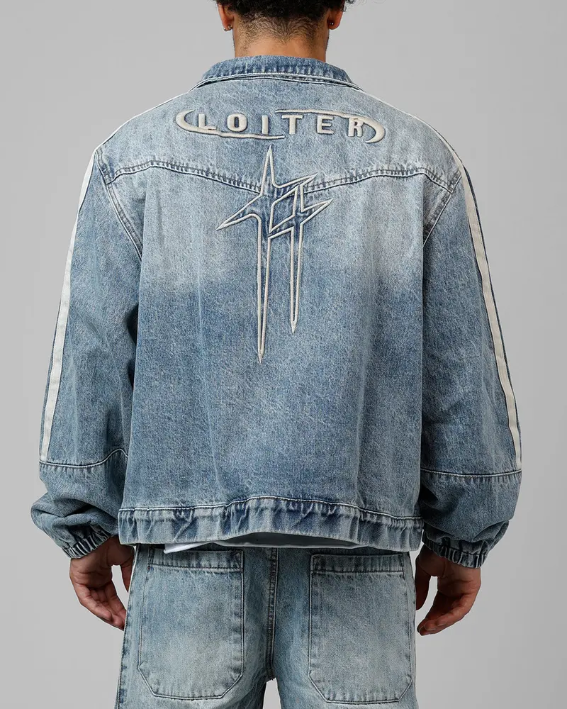 Loiter Track Star Denim Jacket Blue Wash 1