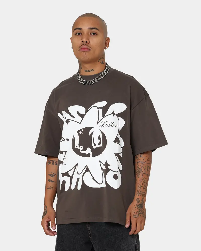 Loiter Utopia Fleur T-Shirt Charcoal 1