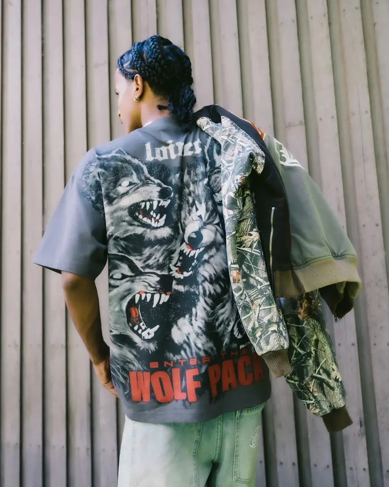 Loiter Wolf Pack Vintage T-Shirt Charcoal 1