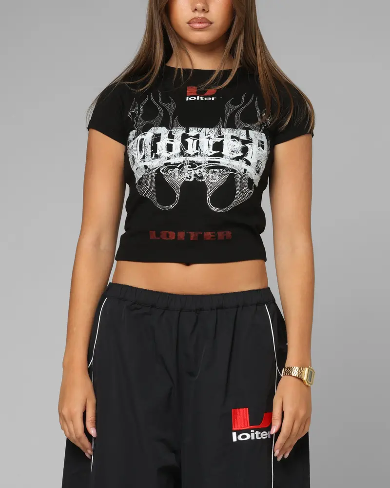 Loiter Women's Lowrider Crop T-Shirt Black 1
