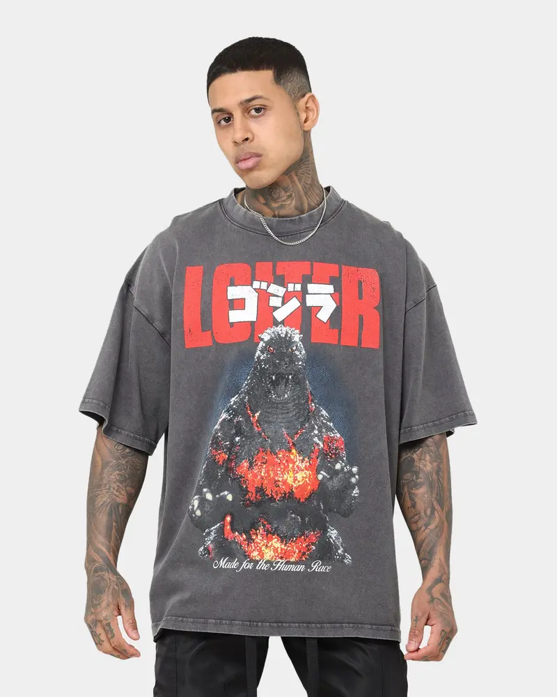 Loiter X Godzilla Godzilla Vintage T-Shirt Charcoal 1