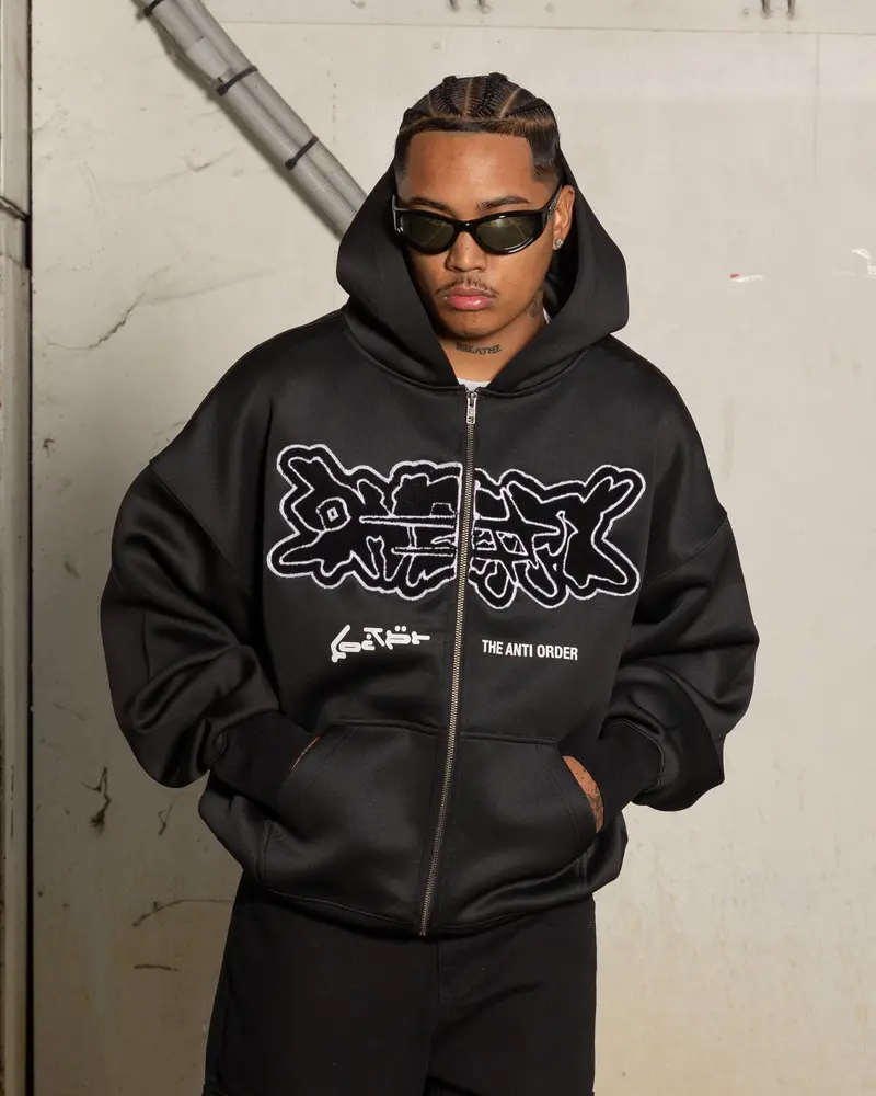 Loiter X The Anti Order Zip Hoodie Black 1