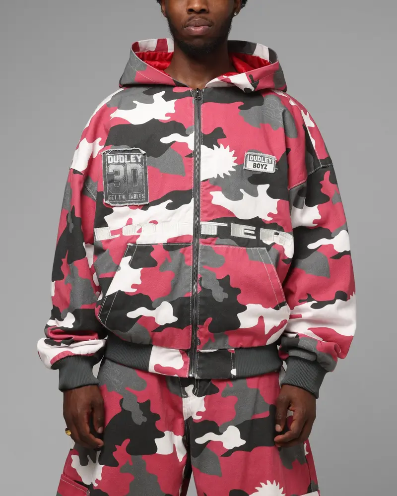 Loiter X Wwe Dudley Boyz Camo Zip Jacket Red Camo 1