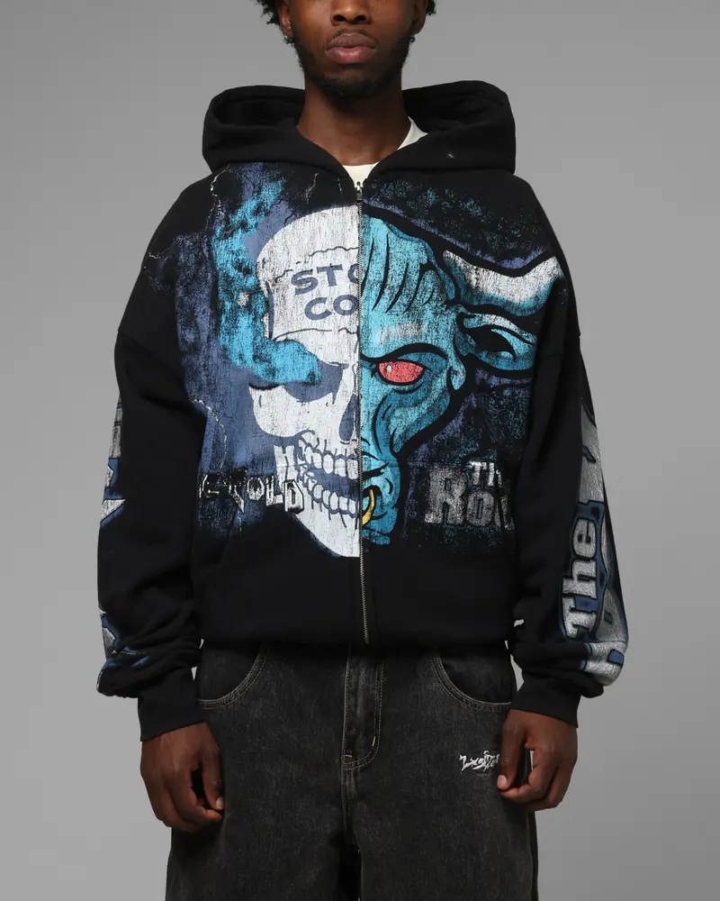 Loiter X Wwe Stone Cold Beef Vintage Zip Hoodie Black 1