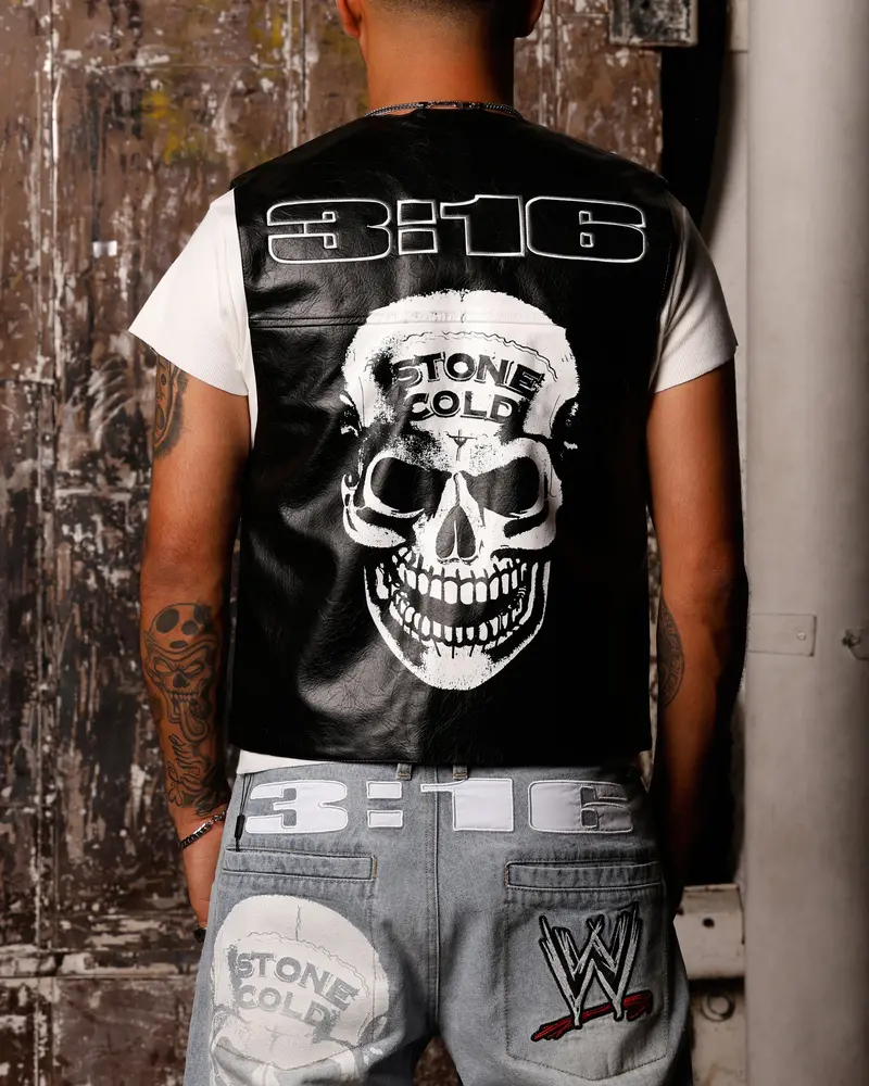 Loiter X Wwe Stone Cold Leather Vest Black 1