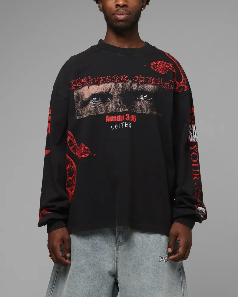Loiter X Wwe Stone Cold Long Sleeve T-Shirt Black 1