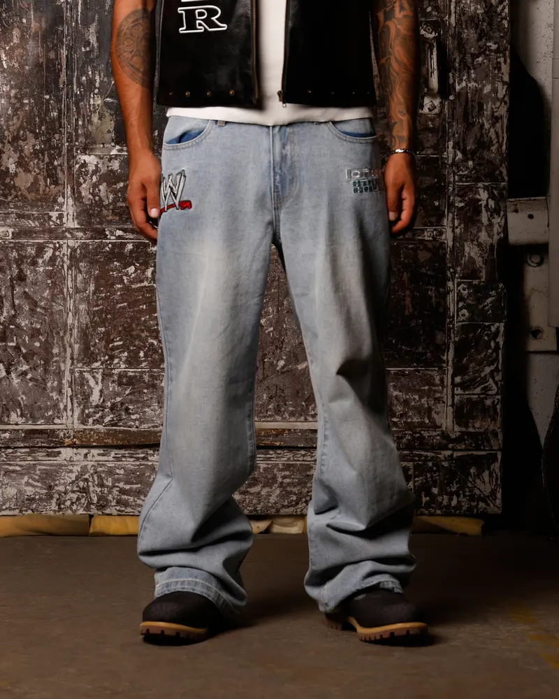 Loiter X Wwe Stone Cold Washed Jeans Vintage Blue Wash 1