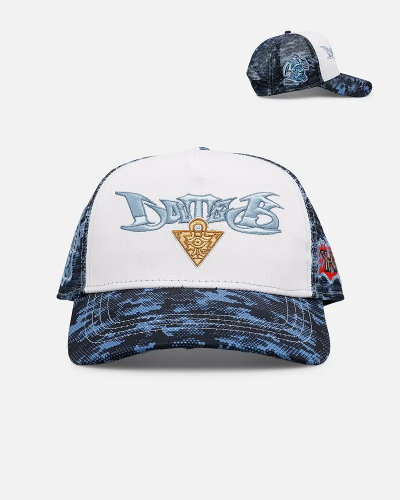 Loiter X Yu-Gi-Oh! Blue Eyes Toon Dragon Trucker Snapback Hat Blue Camo 1