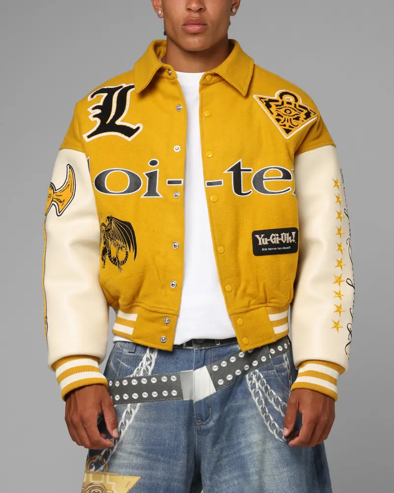 Loiter X Yu-Gi-Oh! Dragon Of Ra Varsity Jacket Off White/Yellow 1