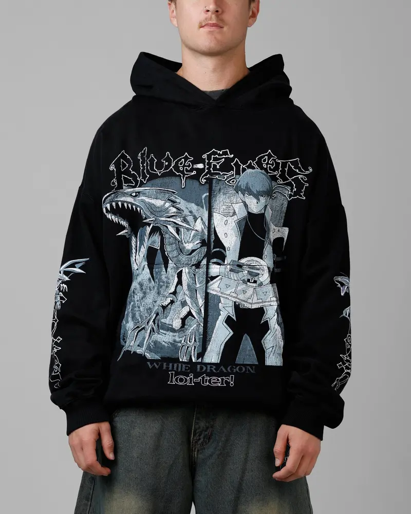 Loiter X Yu-Gi-Oh! Kaiba Blue Eyes Hoodie Black 1