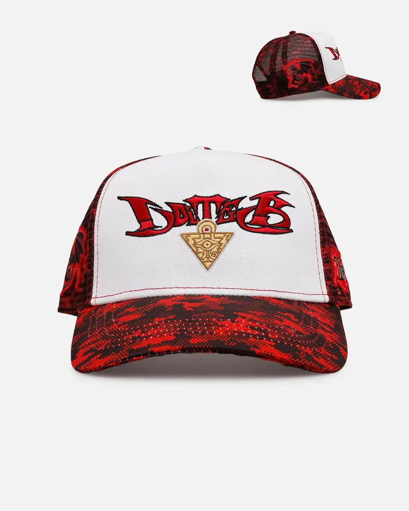 Loiter X Yu-Gi-Oh! Slifer The Sky Dragon Trucker Snapback Hat Red Camo 1