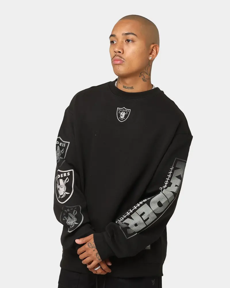 Majestic Athletic Las Vegas Raiders Graphic Fade Crewneck Faded Black 1