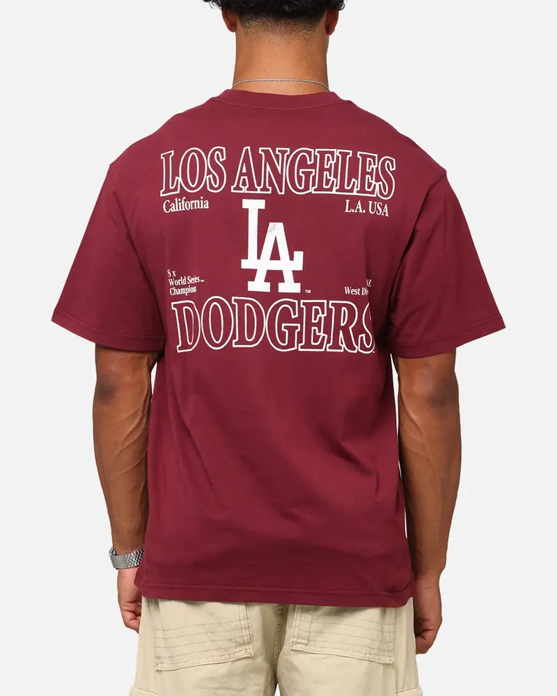 Majestic Athletic Los Angeles Dodgers Cassell Wordmark T-Shirt Maroon 1