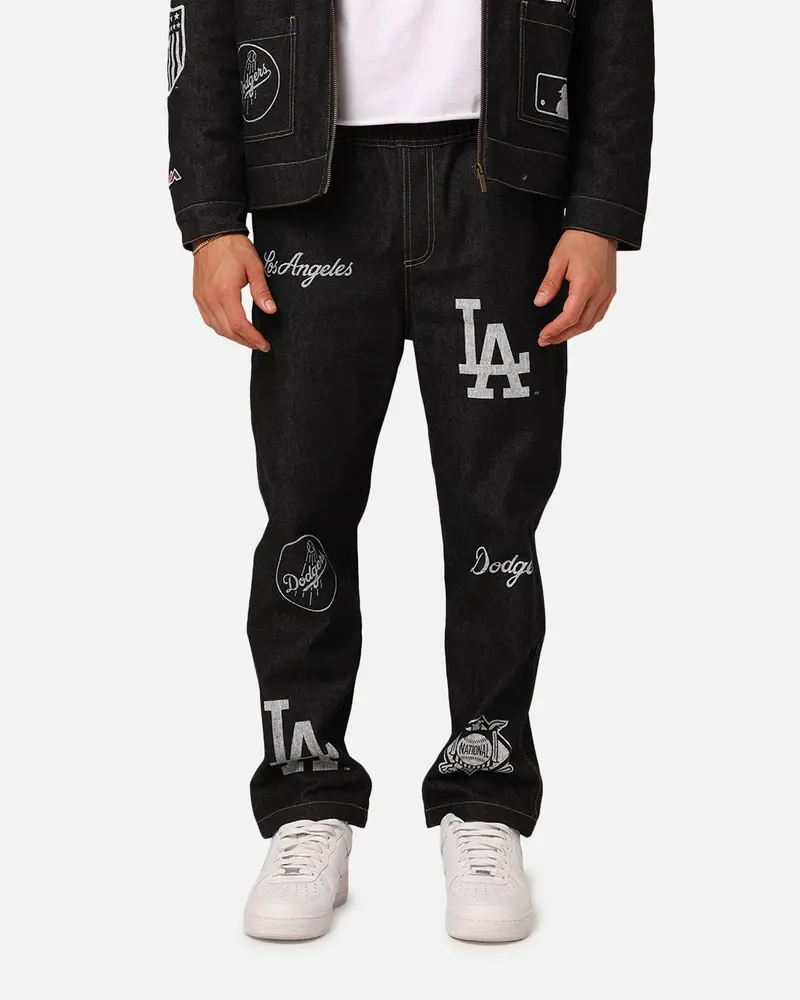 Majestic Athletic Los Angeles Dodgers Etched Denim Jeans Washed Black Denim 1