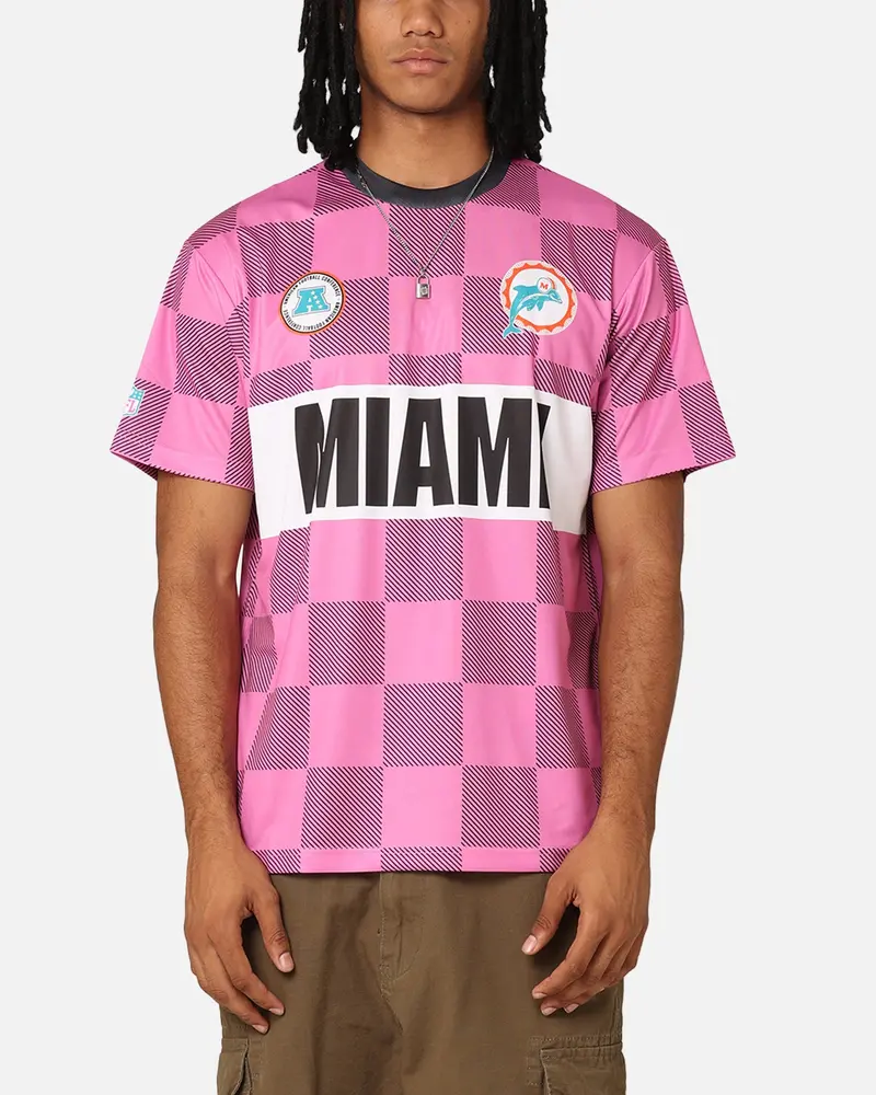 Majestic Athletic Miami Dolphins Team Line Checkered Jersey Black/Pink 1