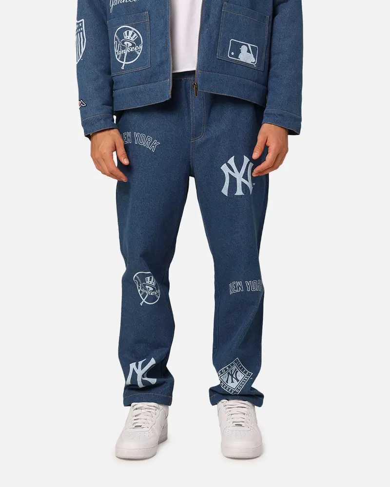 Majestic Athletic New York Yankees Etched Denim Jeans Washed Blue Denim 1