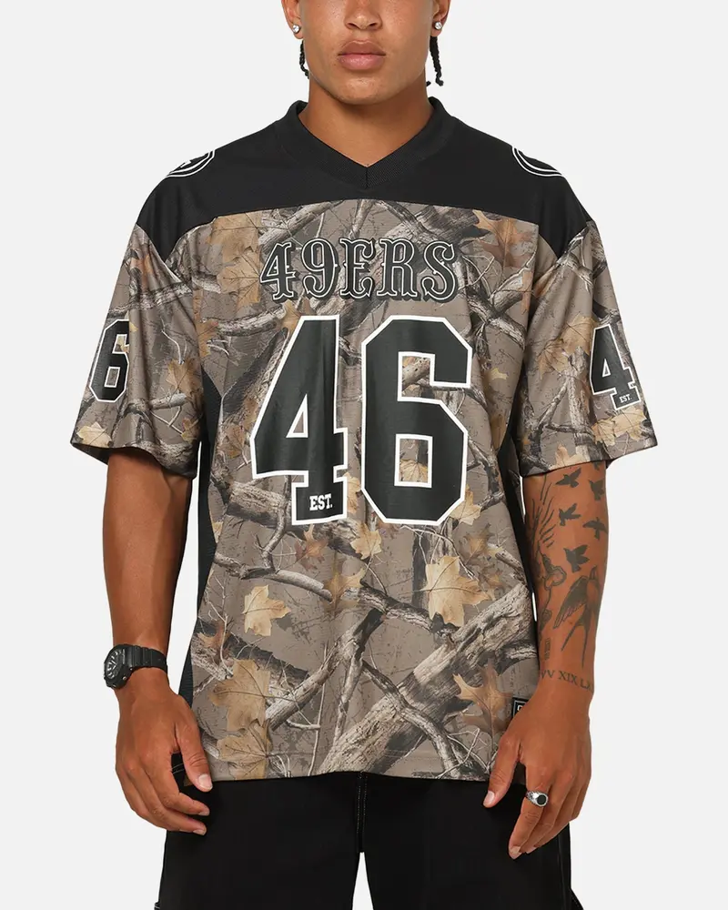 Majestic Athletic San Francisco 49Ers Mesh Oversized T-Shirt Khaki Forest Camo 1