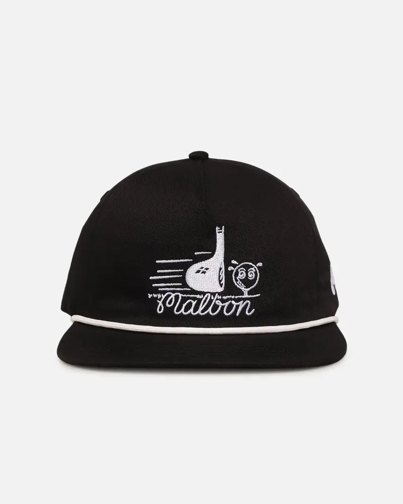 Malbon Cotton Twill Rope Snapback Hat Black/White 1