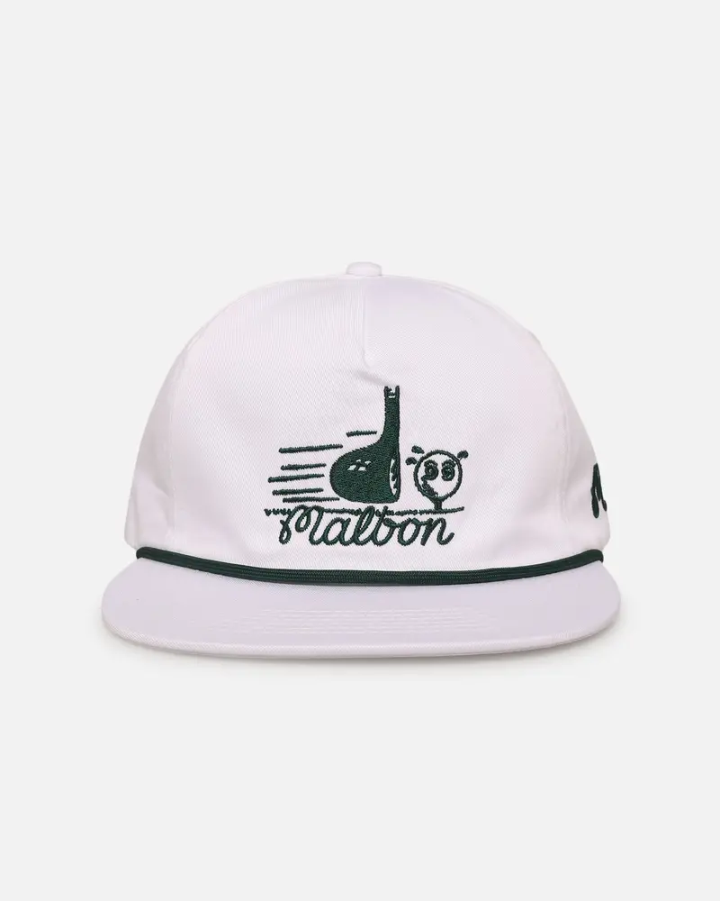 Malbon Cotton Twill Rope Snapback Hat White 1