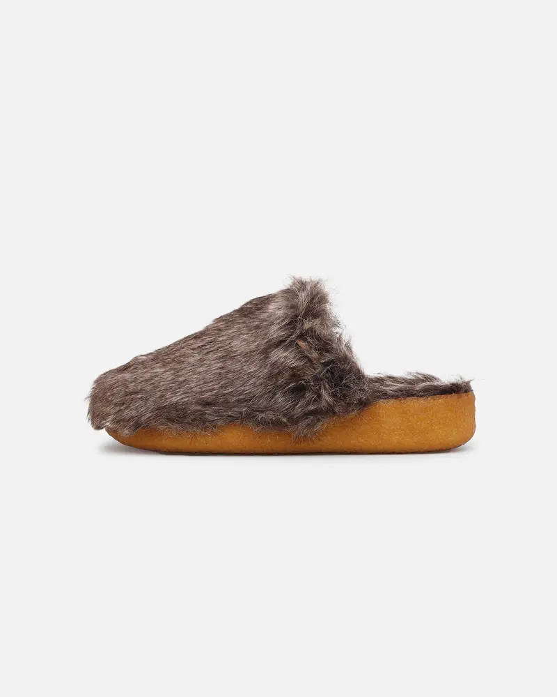 Malibu Sandals Women's Coyote Mule Faux Fur Brown 1