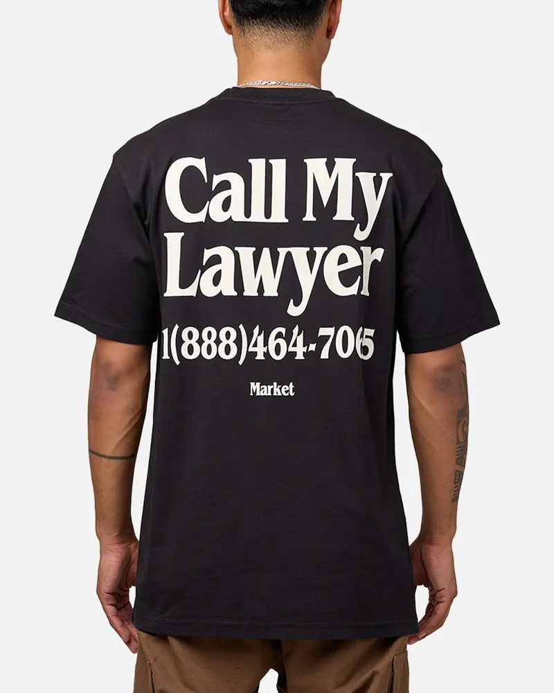 Market Call My Lawyer T-Shirt Washed Black 1