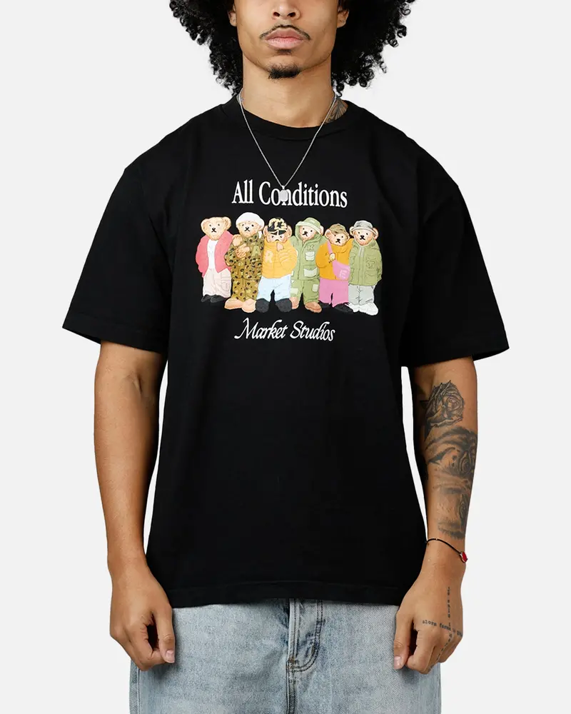 Market Gorpcore Bears T-Shirt Washed Black 1