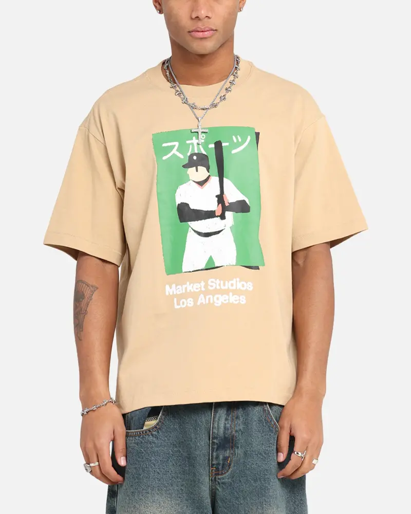 Market Illustrated Baseball T-Shirt Oatmilk 1