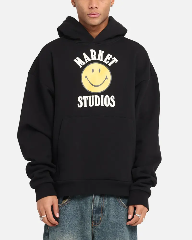 Market Smiley Lockup Hoodie Black 1