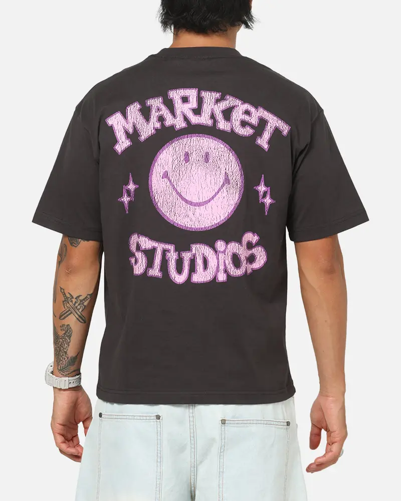 Market Smiley Old School T-Shirt Washed Black 1