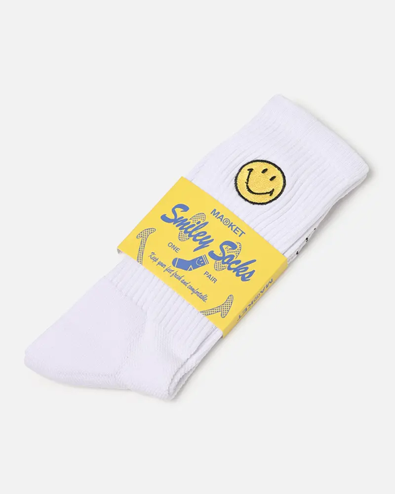 Market X Smiley Badge Crew Socks White 1